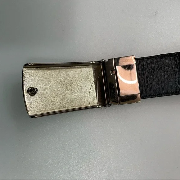 Gucci Navy Red Web Stripe Belt Black Leather Silver Buckle Unisex Size 90 - Picture 2 of 5